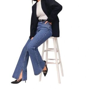 Abercrombie & Fitch Curve Love Vintage Flare High Rise Split Hem Jeans Size 33